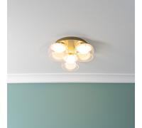 Alissa Matt Gold IP44 Integrated LED 3 Way Clear Glass Ceiling Light ValueLights Gold One Size