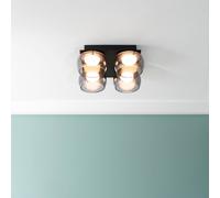 ValueLights | Matt Black 4 Way Ceiling Light with Smoked Glass Shades | Close-to-Ceiling Lights, Home Décor & Improvement Essential | IP44 Bathroom