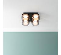 ValueLights | Matt Black 4 Way Ceiling Light with Smoked Glass Shades | Close-to-Ceiling Lights, Home Décor & Improvement Essential | IP44 Bathroom