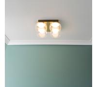 Alissa Matt Black IP44 Integrated LED 4 Way Smoked Glass Ceiling Light ValueLights Gold One Size