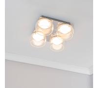 ValueLights Alissa IP44 Rated Bathroom 4 Way Glass Integrated LED Flush Ceiling Light in Silver ValueLights Silver