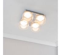 ValueLights | Chrome 4 Way Ceiling Light with Clear Glass Shades | Close-to-Ceiling Lights, Home Décor & Improvement Essential | IP44 Bathroom | Mains Wired