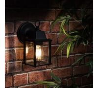 Valuelights Allgreave Ip23 Rated Black Metal & Glass Outdoor Security Wall Light Lantern With Led Bulb