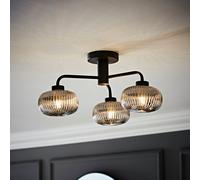 ValueLights Amaia Metal 3-Light Bathroom Flush Ceiling Light - Black
