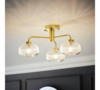 ValueLights Amaia Metal 3-Light Bathroom Flush Ceiling Light - Gold