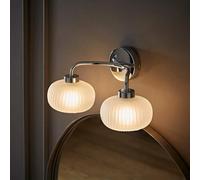 Amaia Chrome IP44 Bathroom 2 Way Frosted Ribbed Glass Wall Light ValueLights Silver One Size