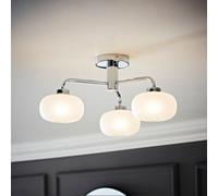 Valuelights Amaia Polished Chrome Ip44 Rated 3 Way Frosted Ribbed Glass Ceiling Light