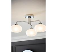 Amaia Chrome IP44 3 Way Bathroom Frosted Ribbed Glass Ceiling Light ValueLights Silver One Size