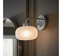 ValueLights | Chrome Wall Light Fitting with Frosted Ribbed Lampshades | Bath Wall Lights, Home Décor & Improvement Essential | IP44 Bathroom | Mains Wired