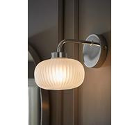 ValueLights Amaia Polished Chrome IP44 Rated Single Frosted Ribbed Glass Wall Light in Silver ValueLights Silver