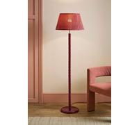 Valuelights Amara Double Pink Blue Pleated Shade Wooden Twisted Floor Lamp In Dark Pink Dark Pink