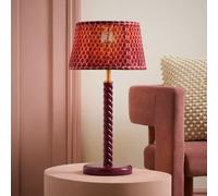 Valuelights Amara Double Pink Pleated Shade Pink Twisted Wooden Table Lamp