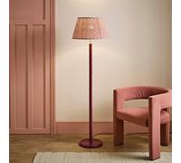 Valuelights Amara Pink Chevron Shade Pink Twisted Wooden Floor Lamp