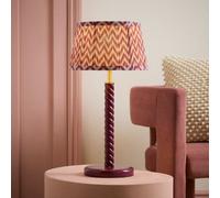Valuelights Amara Pink Chevron Shade Pink Twisted Wooden Table Lamp With Bulb
