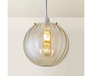 ValueLights | Amber Tinted Ribbed Glass Globe Easy Fit Ceiling Light Shade | Lamp Shades, Home Décor & Improvement Essential | 25cm Shade Width