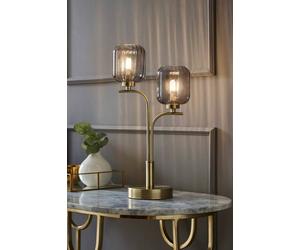 Valuelights Amelie Gold Stem 2 Way Ribbed Glass Lamp Table Light Gold