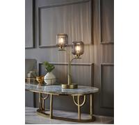 ValueLights | Gold 2 Way Table Lamp with Smoked Ribbed Glass Shades | Table Lamps, Home Décor & Improvement Essential