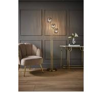 Amelie Gold Stem 3 Way Ribbed Glass Lamp Floor Light with LED Bulbs ValueLights Gold One Size