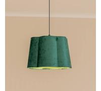 ValueLights | Easy Fit Forest Green Velvet Scallop Light Shade Living Room Bedroom Hallway Lampshade | Shades, Home Décor & Improvement Essential | Included LED Bulb