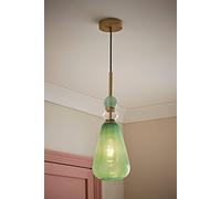 Anastasia Green Glass Stack Gold Detail Ceiling Pendant Light and Bulb ValueLights Green One Size