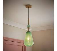 Anastasia Green Glass Stacked Gold Detail Ceiling Pendant Light ValueLights Green One Size
