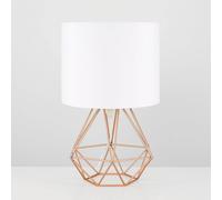 MiniSun | Modern Copper Metal Basket Table Lamp with a White Fabric Shade | Table Lamps, Home Décor & Improvement Essential