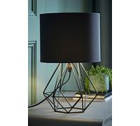 Valuelights Angus Modern Black Metal Basket Cage Bed Side Table Lamp With Black Fabric Shade