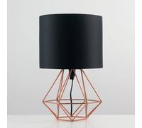 MiniSun | Modern Copper Metal Basket Cage Bed Side Table Lamp with a Black Fabric Shade | Table Lamps & Home Improvements Essential
