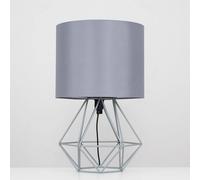 Valuelights Angus Geometric Pair Of Grey Table Lamps Grey