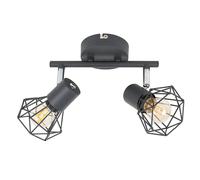 MiniSun | Retro Style 2 Way Metal Basket Ceiling Spotlight in a Pewter Grey Finish | Ceiling Spots, Home Décor & Improvement Essential | Mains Wired