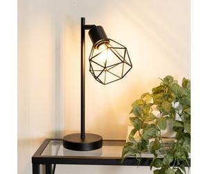 Valuelights Angus Matt Black Metal Geometric Basket Shade Adjustable Table Lamp