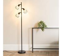 Valuelights Angus Matt Black Metal Geometric Basket Shade Floor Lamp With Led Bulb