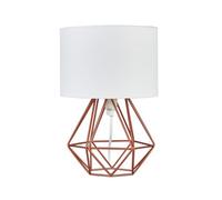 Valuelights Angus Modern Small Copper Metal Basket Cage Table Lamp With White Fabric Shade