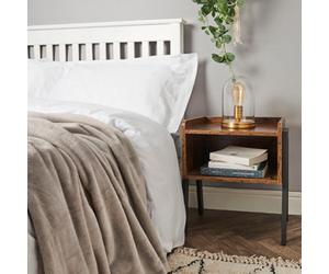 Valuelights Angus Pair Of Black Metal Basket Cage Bed Side Table Lamps With Black Fabric Shades And Led Bulbs In Warm White