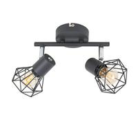 Valuelights Angus Retro Style 2 Way Metal Basket Cage Ceiling Spotlight In Pewter Grey Finish