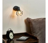 Valuelights Angus Retro Style Metal Basket Cage Wall Light Fitting In Pewter Grey Finish