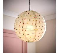 Valuelights Annie Polka Dot Natural Fabric Globe Ball Ceiling Lamp Shade (D)29Cm