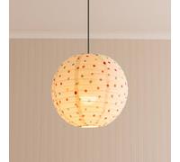Annie Polka Dot Natural Fabric Globe Ball Ceiling Lamp Shade with LED Bulb ValueLights Multi One Size