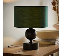 ValueLights Anthony Candlestick Table Lamp with Fabric Drum Lamp Shade in Bottle Green ValueLights Bottle Green