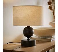 Candlestick Table Lamp with Linen Trim Shade Natural