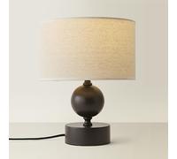 Candlestick Table Lamp with Linen Trim Shade Natural