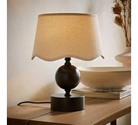 ValueLights | Anthony Candlestick Table Lamp with Linen Scallop Shade and Bulb | Table Lamps & Home Improvements Essential
