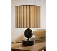 ValueLights Anthony Candlestick Table Lamp with Linen Stripe Drum Lamp Shade in Cream ValueLights Cream