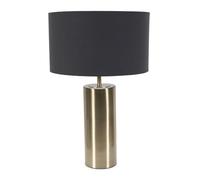 Lexy Fabric Drum Shade with Antique Brass Dimmable Touch Table Lamp ValueLights Black One Size