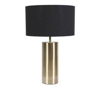 ValueLights | Antique Brass Single Stem Touch Dimmer Light Table Lamp with Black/Gold Shade | Home Décor, Bedside & Desk Lamp | Includes Bulb