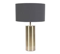 ValueLights | Antique Brass Single Stem Touch Dimmer Light Table Lamp with Charcoal Grey Drum Shade | Home Décor, Bedside & Desk Lamp | Includes Bulb