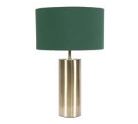ValueLights | Antique Brass Single Stem Touch Dimmer Light Table Lamp with Forest Green Drum Shade | Home Décor, Bedside & Desk Lamp | Includes Bulb