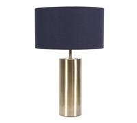 ValueLights | Antique Brass Single Stem Touch Dimmer Light Table Lamp with Navy Blue Drum Shade | Home Décor, Bedside & Desk Lamp | Includes Bulb