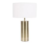 ValueLights | Antique Brass Single Stem Touch Dimmer Light Table Lamp with White Drum Shade | Home Décor, Bedside & Desk Lamp | Includes Bulb