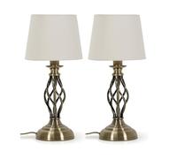 Pair Of Memphis Antique Brass Traditional Table Lamps ValueLights Brown One Size